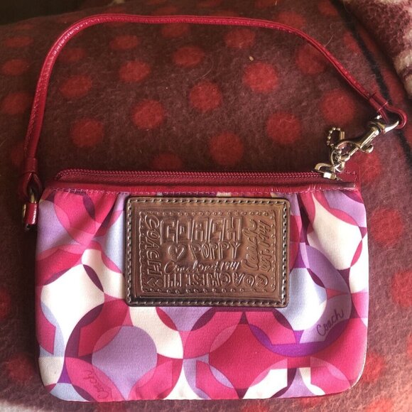Vintage y2k Pink & Purple Coach Poppy Wristlet - Picture 1 of 3